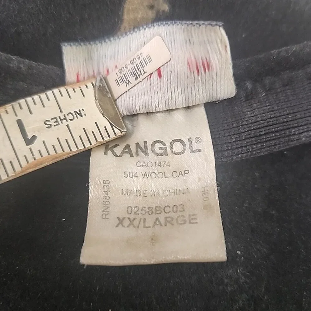 Newsboy Cap Kangol Blue 504 Wool CAO1474 Black RN# 68438 Size XXL Vintage